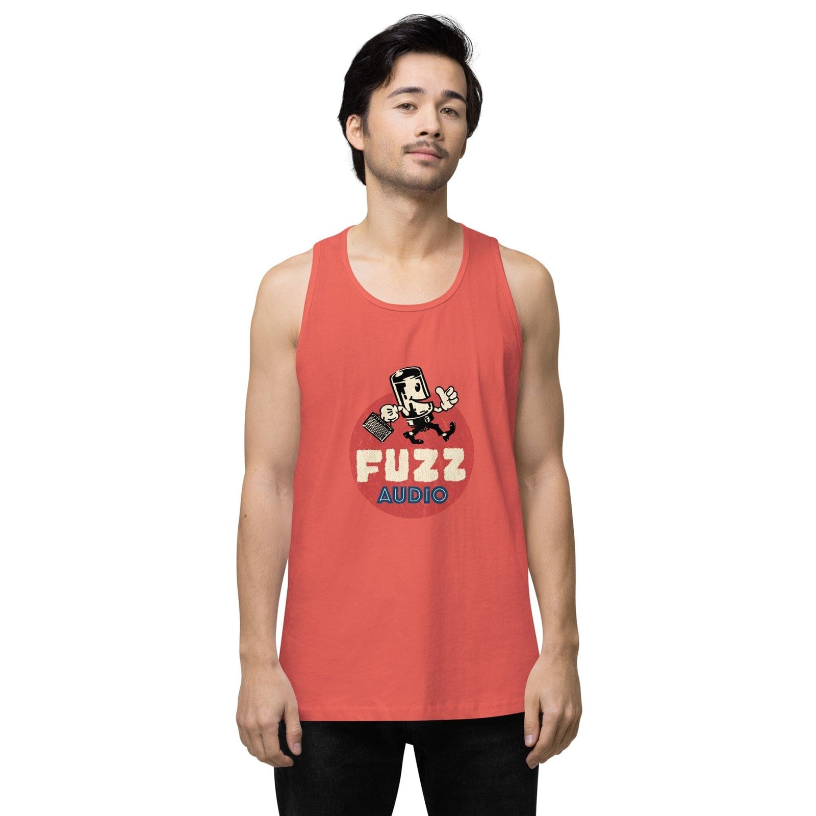 Fuzz Audio Mens Premium Tank Top Fuzz Audio Coral S