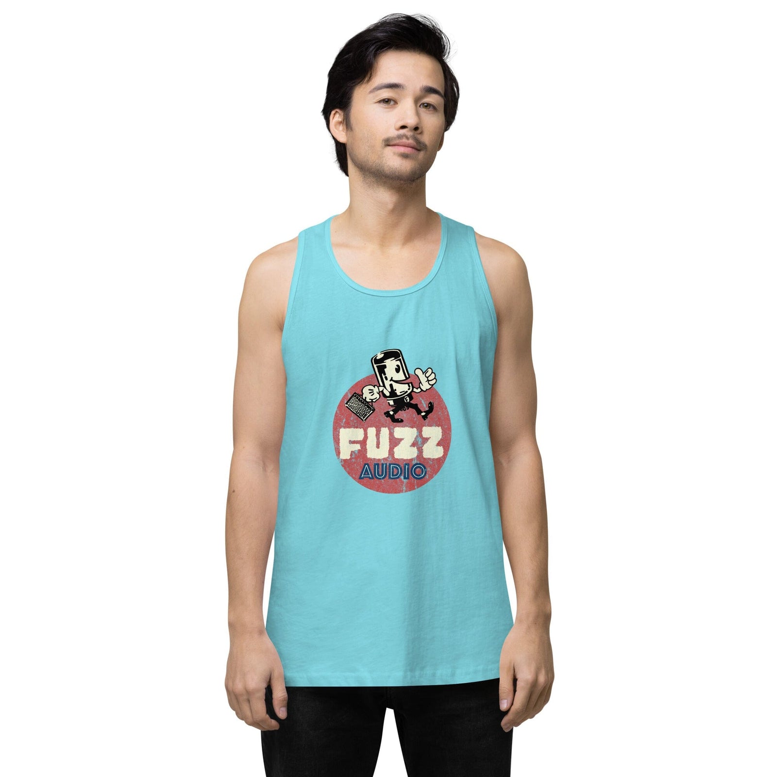 Fuzz Audio Mens Premium Tank Top Fuzz Audio Pacific Blue S