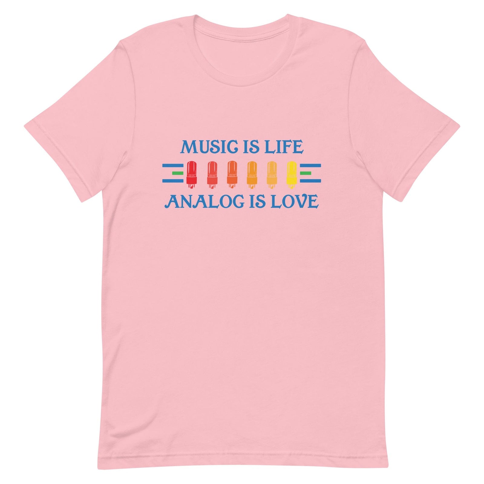 Music is Life, Analog is Love Shirt Apparel Fuzz Audio Pink S