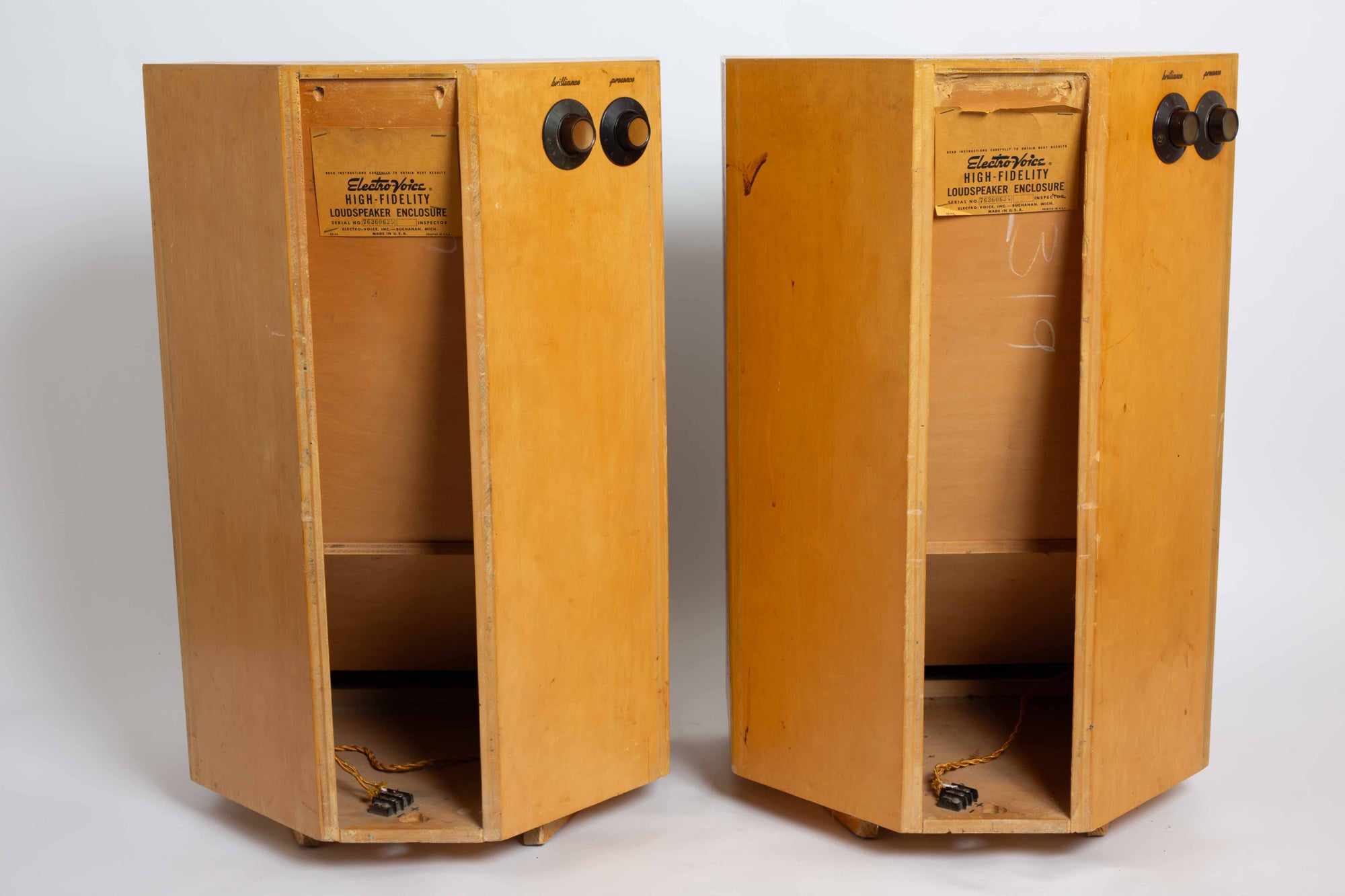 Electro-Voice Aristocrat 3-Way Speakers in Rare White Oak - Restored