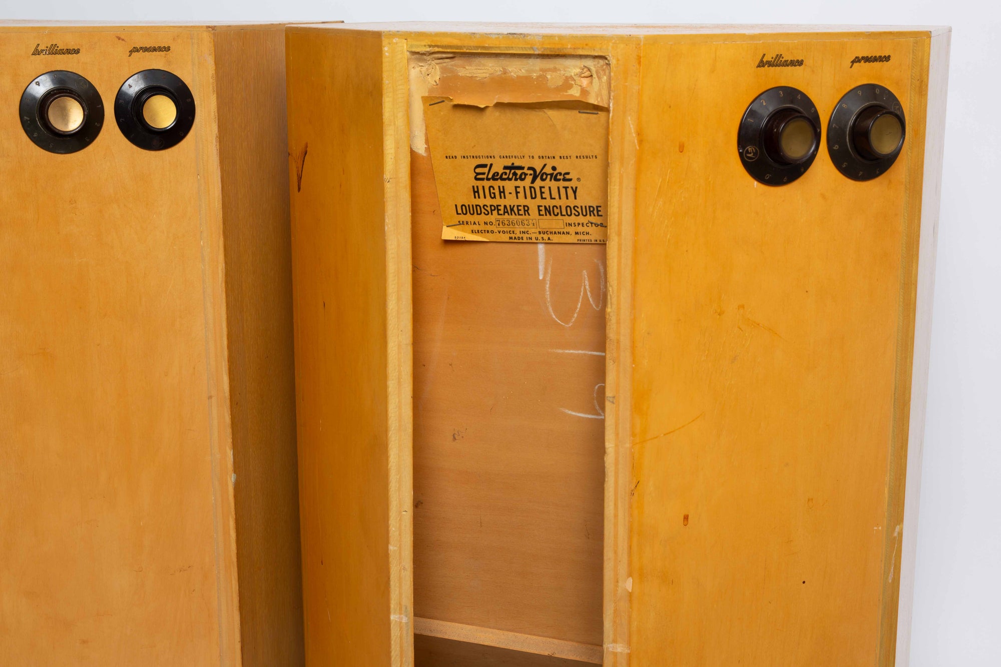 Electro-Voice Aristocrat 3-Way Speakers in Rare White Oak - Restored