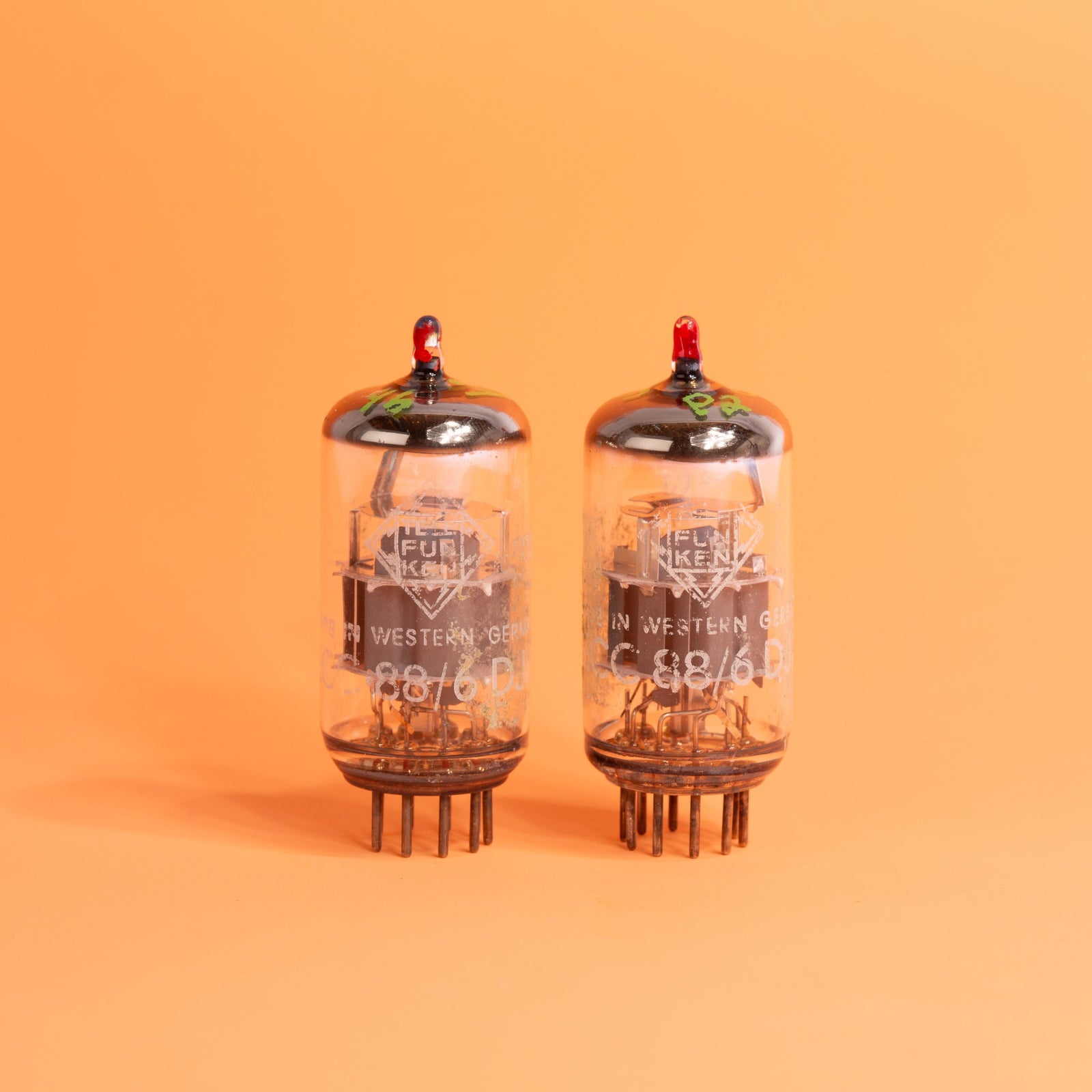 Telefunken 6DJ8 / ECC88 Selected Red Tip Matched Pair - ANOS
