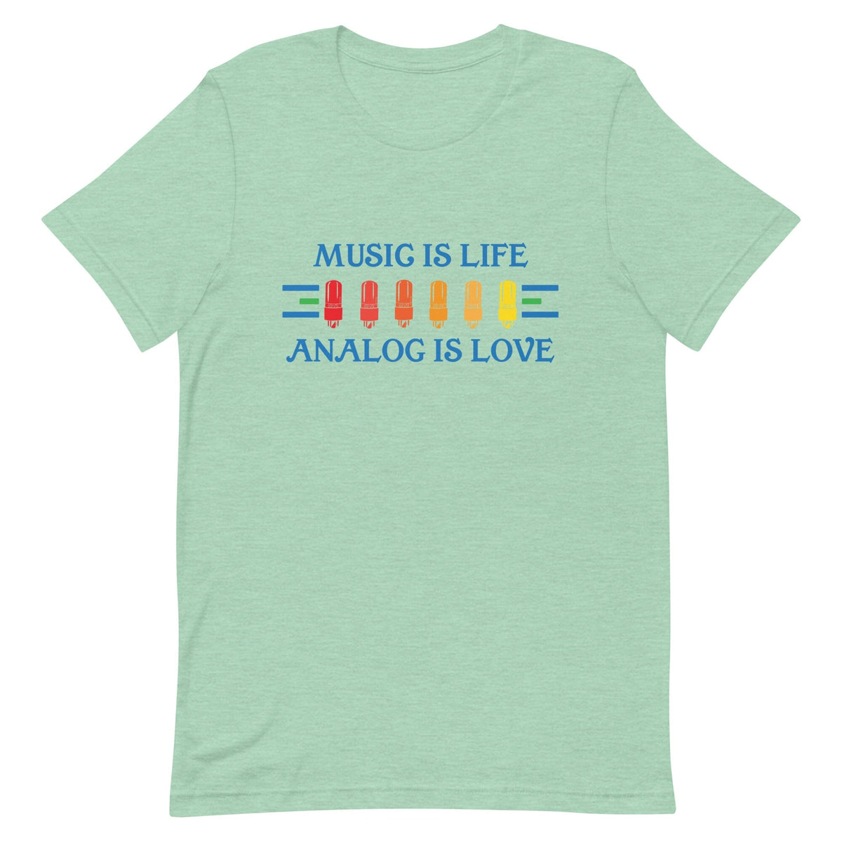 Music is Life, Analog is Love Shirt Apparel Fuzz Audio Heather Prism Mint XS 