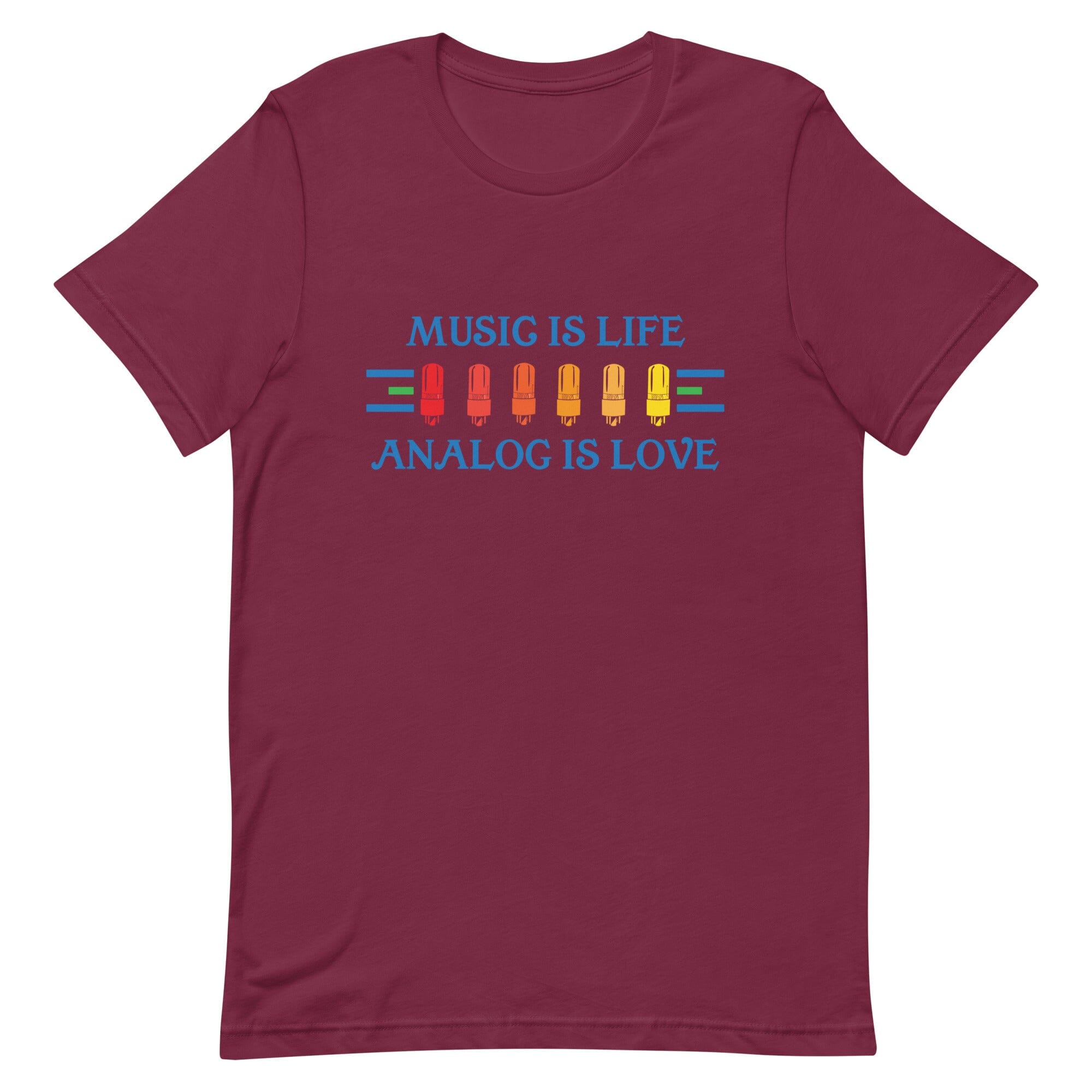 Music is Life, Analog is Love Shirt Apparel Fuzz Audio Maroon XS 