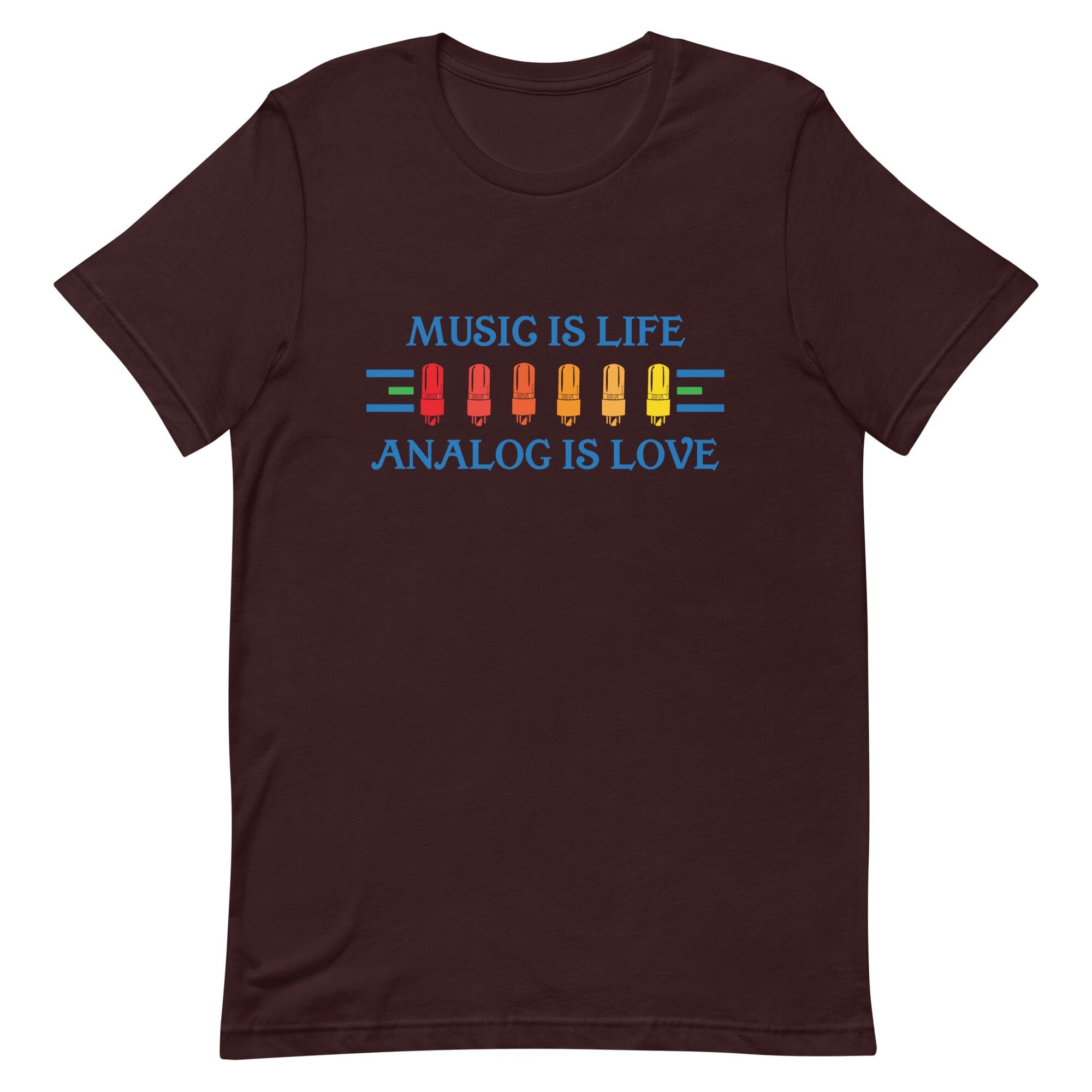 Music is Life, Analog is Love Shirt Apparel Fuzz Audio Oxblood Black S 