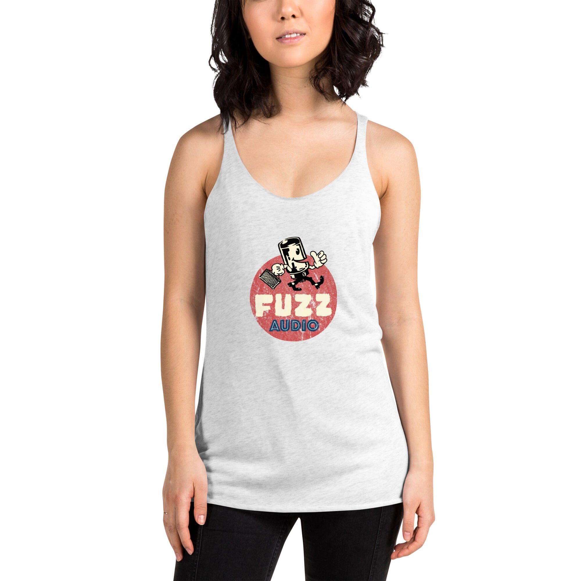 Women's Racerback Tank Fuzz Audio Heather White XS 